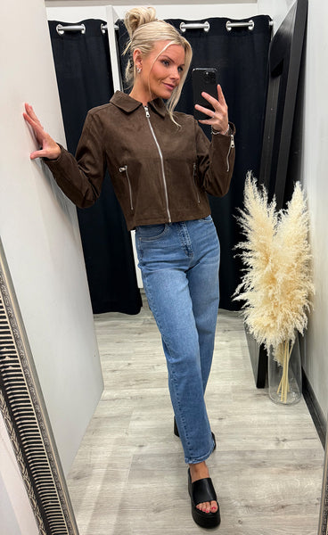 Odda suede jacket 08086 - brown