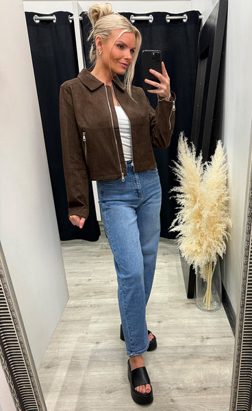 Odda suede jacket 08086 - brown