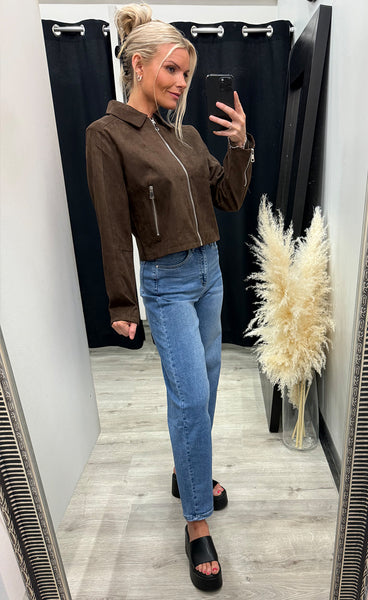 Odda suede jacket 08086 - brown