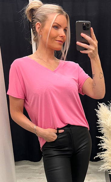Fenya v-neck tee - aurora pink