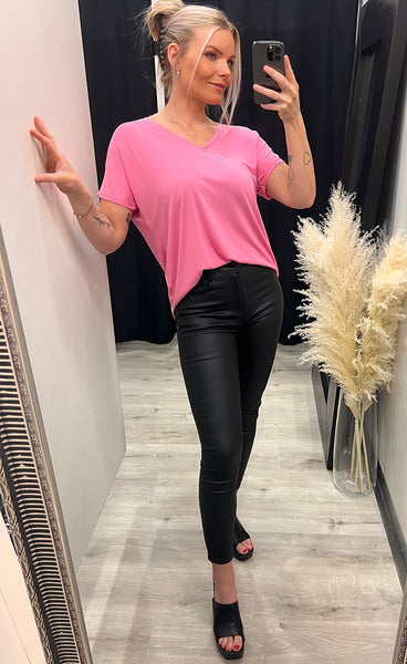 Fenya v-neck tee - aurora pink