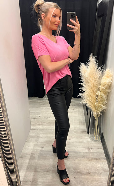 Fenya v-neck tee - aurora pink