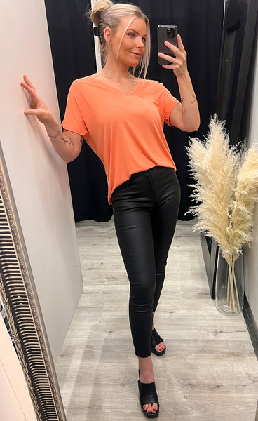 Fenya v-neck tee - persimmon