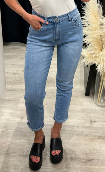 Teygju gallabuxur 2157-2-C - MOM FIT