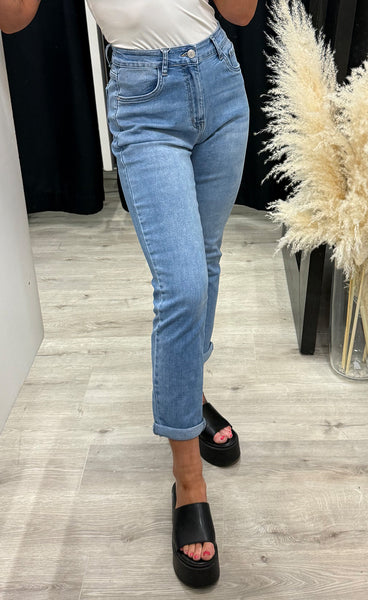 Teygju gallabuxur 2157-2-C - MOM FIT