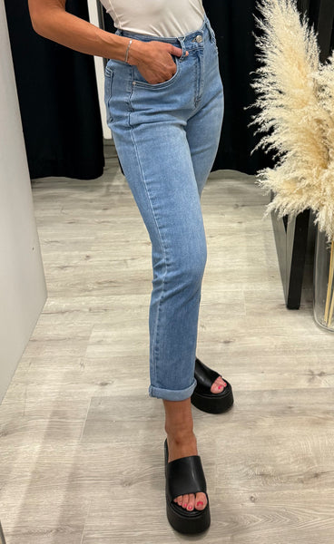 Teygju gallabuxur 2157-2-C - MOM FIT