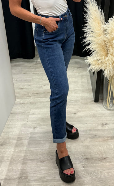 Teygju gallabuxur 2189-2-A - MOM FIT
