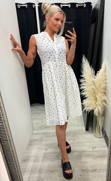 Bobbi dress 5 - cream brown blue floral