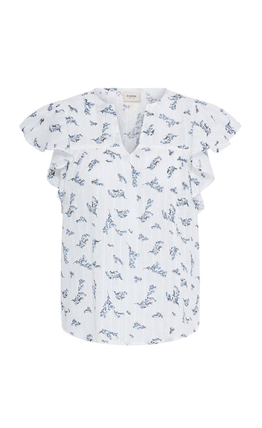 Easa blouse 1 - white with blue flowers