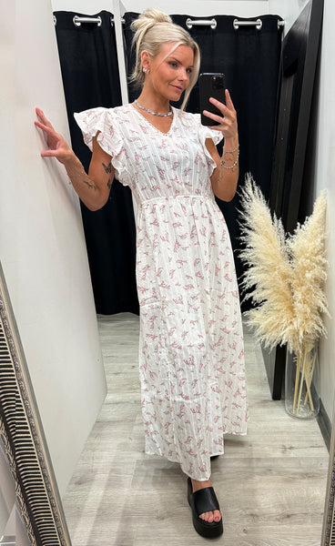 Easa dress 1 - white with pink flowers