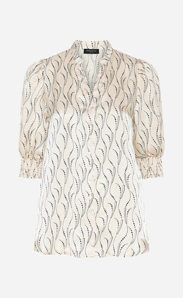 Acara licys shirt - wavy print white cream