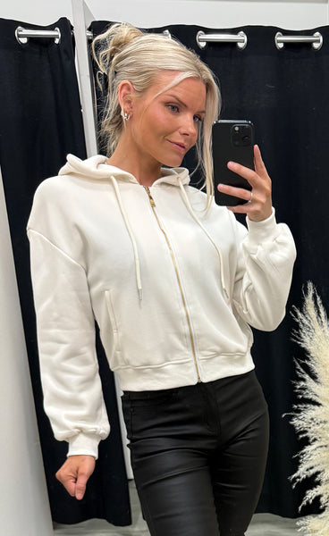 Crop hettupeysa 9887 - ecru