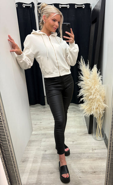 Crop hettupeysa 9887 - ecru