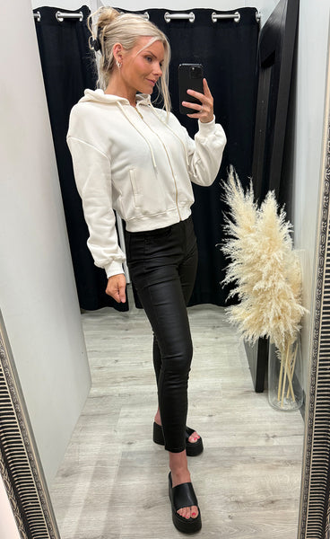 Crop hettupeysa 9887 - ecru