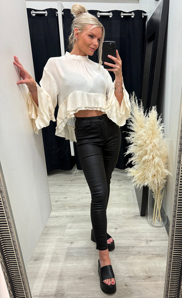Satin blouse 6706 - cream