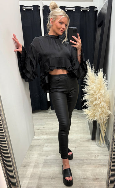 Satin blouse 6706 - black