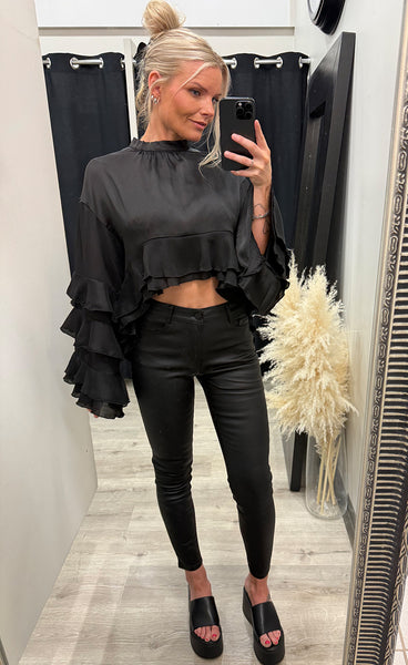 Satin blouse 6706 - black