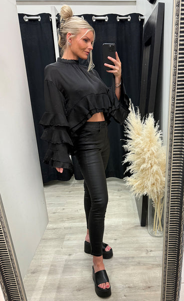 Satin blouse 6706 - black