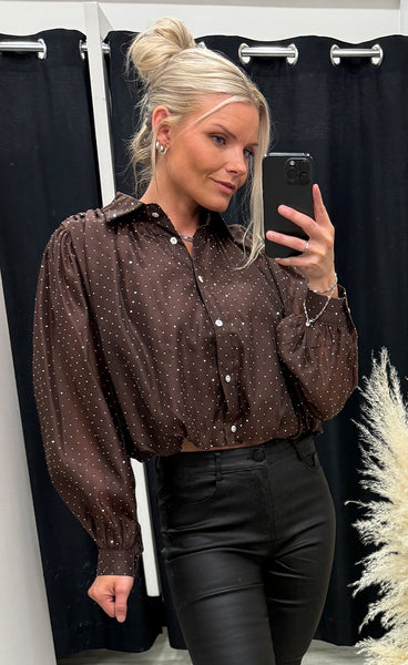 Glitter blouse 6708 - chocolate