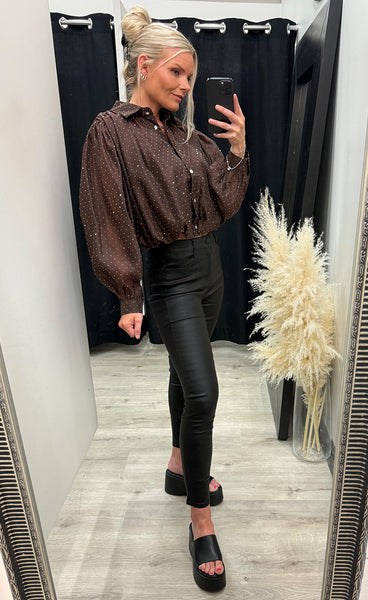 Glitter blouse 6708 - chocolate