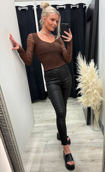 Lace top 6687 - chocolate