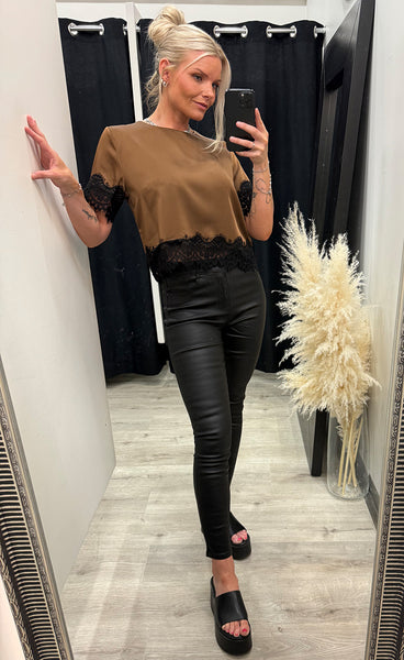 Satin blouse 5596 - brown