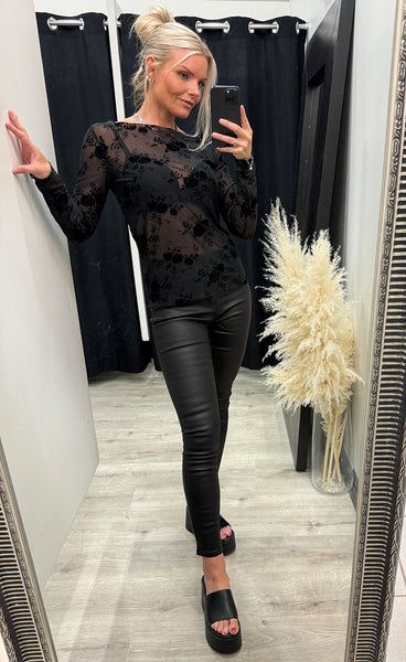 Floral mesh top 5550 - black