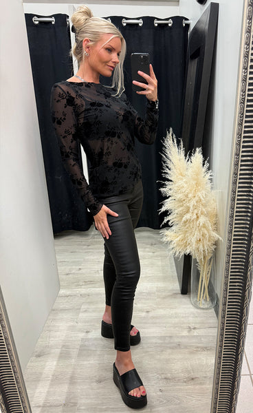 Floral mesh top 5550 - black