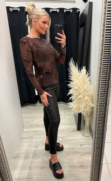 Floral mesh top 5550 - chocolate