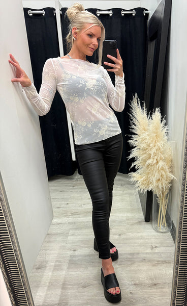 Floral mesh top 5550 - cream