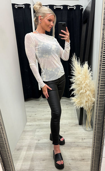 Floral mesh top 5550 - cream