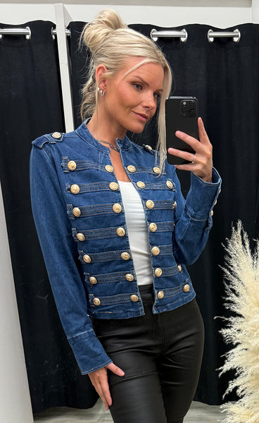 Gold button jacket 25009 - dark blue denim