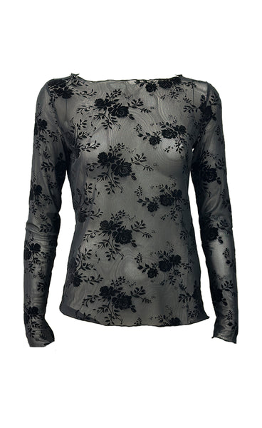 Floral mesh top 5550 - black