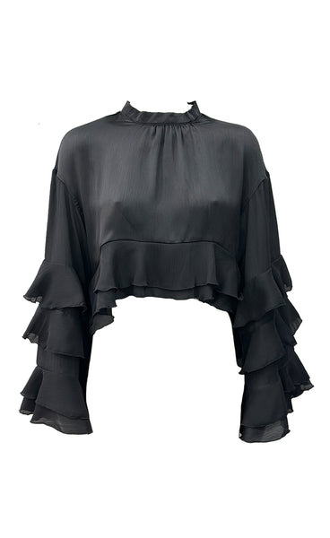 Satin blouse 6706 - black
