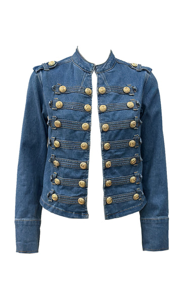 Gold button jacket 25009 - light blue denim