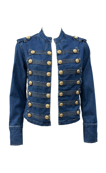 Gold button jacket 25009 - dark blue denim