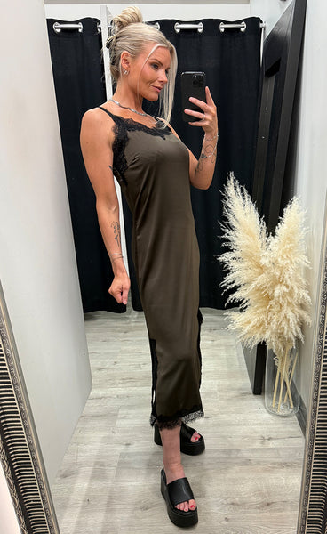 Lippy slip dress - java brown