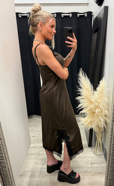 Lippy slip dress - java brown