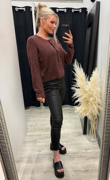 Ellis cardigan 2 - rum raisin melange