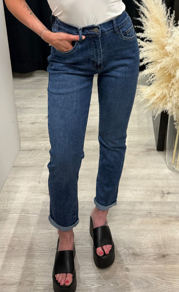 Teygju gallabuxur 2153-2-L - MOM FIT