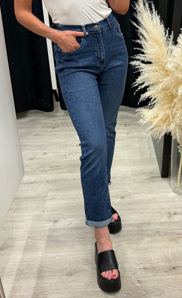 Teygju gallabuxur 2153-2-L - MOM FIT