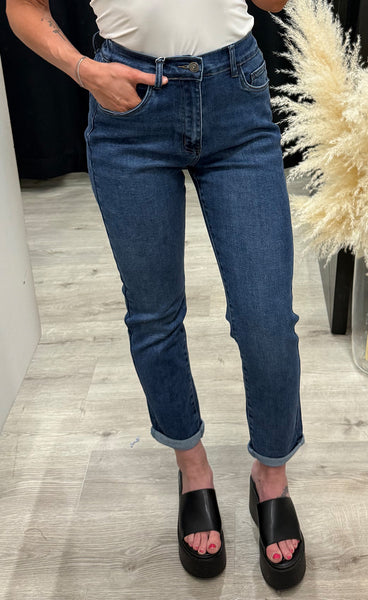 Teygju gallabuxur 2153-2-L - MOM FIT