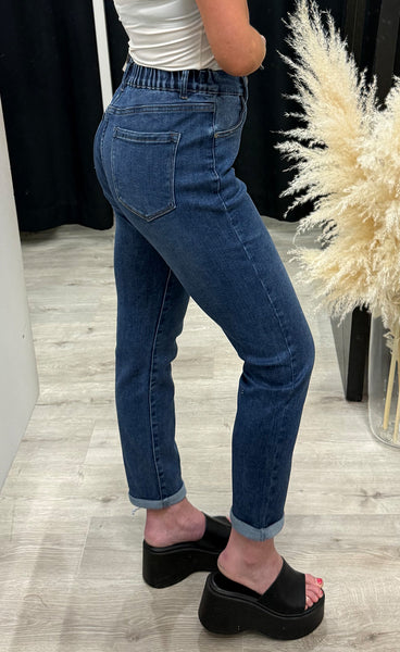 Teygju gallabuxur 2153-2-L - MOM FIT