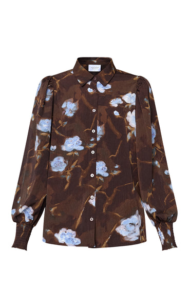 Viada shirt 3 - brown/blue flower