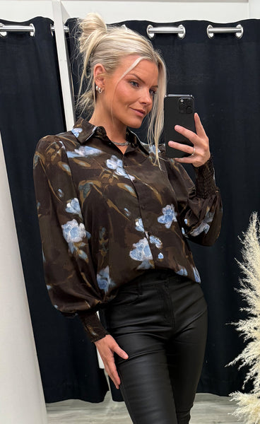 Viada shirt 3 - brown/blue flower