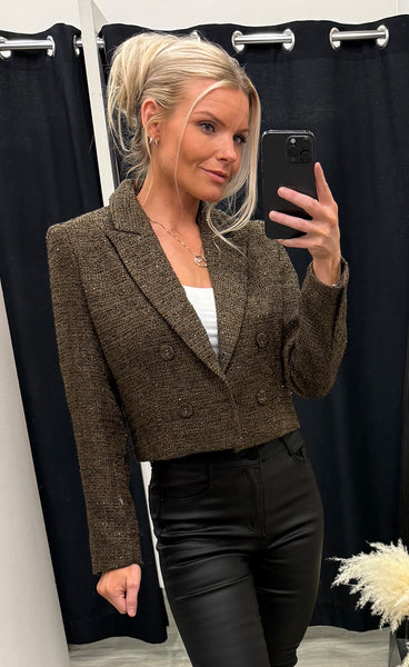 Mary cropped blazer - choco glitter