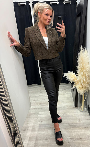 Mary cropped blazer - choco glitter
