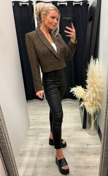 Mary cropped blazer - choco glitter