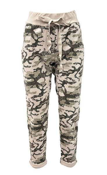 Camo jogging buxur - beige