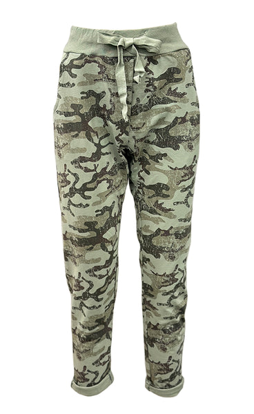 Camo jogging buxur - green